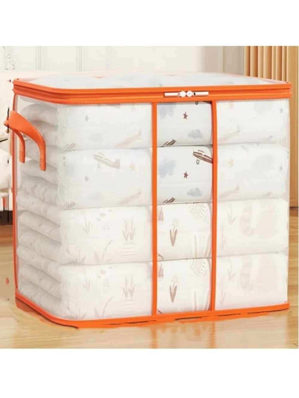NWT LARGE Storage Bag Trunk/Closet Organizer Bin Reusable Foldable Transparent